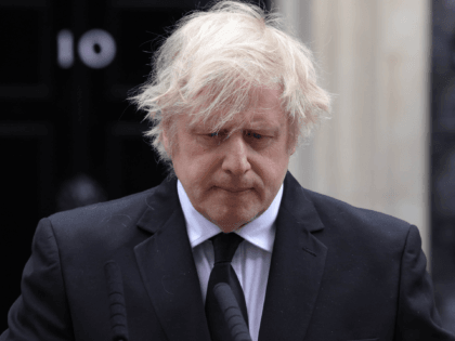 LONDON, UNITED KINGDOM - APRIL 09: (EDITORIAL USE ONLY) Prime Minister Boris Johnson makes a statement in Downing Street on the death of HRH The Prince Philip, Duke of Edinburgh, on April 09, 2021 in London, United Kingdom. The Queen has announced the death of her beloved husband, His Royal …