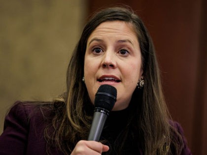 WASHINGTON, DC - MARCH 01: House Republican Conference Chairman Rep. Elise Stefanik (R-NY) speaks during a town hall event hosted by House Republicans ahead of President Joe Bidens first State of the Union address tonight on March 1, 2022 in Washington, DC. (Photo by Samuel Corum/Getty Images)