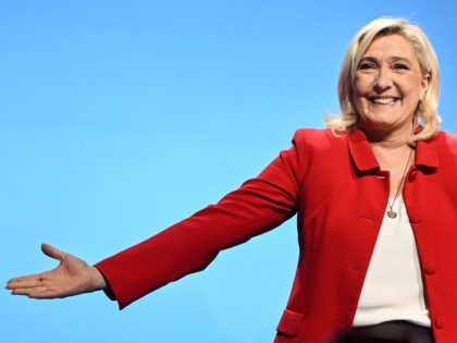 French far-right party Rassemblement National (RN) presidential candidate Marine Le Pen ar