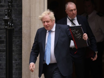 LONDON, ENGLAND - APRIL 19: British Prime Minister, Boris Johnson departs No.10 Downing street for the Houses of Parliament on April 19, 2022 in London, England. The British prime minister faces MPs today as he tries to move on from the so-called 'Partygate' scandal, in which Mr Johnson and government …