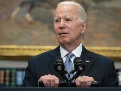 US President Joe Biden provides updates on the Ukraine-Russia conflict in the Roosevelt Room of the White House in Washington, DC, on April 21, 2022. - President Biden on Thursday vowed that Russian President Vladimir Putin would never take control of Ukraine, as the United States announced new military aid …