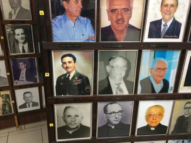 Photos of priests alongside their fellow veterans displayed at the original Brigada 2506/Bay of Pigs Museum in Miami, Florida, May 17, 2016.