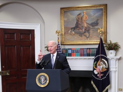 WASHINGTON, DC - APRIL 21: U.S. President Joe Biden delivers remarks on Russia and Ukraine from the Roosevelt Room of the White House April 21, 2022 in Washington, DC. Biden announced an additional $800 million in military aid to Ukraine during his remarks. (Photo by Win McNamee/Getty Images)