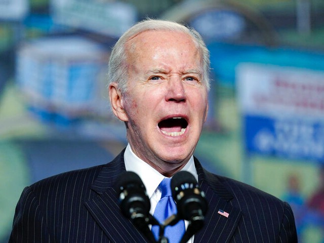 President Joe Biden speaks at the North America's Building Trades Unions (NABTU) Legislative Conference at the Washington Hilton in Washington, Wednesday, April 6, 2022. (AP Photo/Carolyn Kaster)