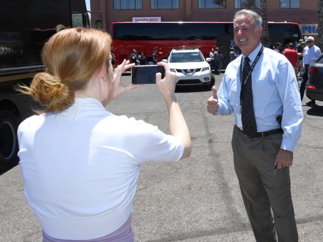 LAS VEGAS, NEVADA - JUNE 11: Clark County Sheriff Joe Lombardo poses for a photo at an Injured Police Officers Fund (IPOF) of Nevada "Shay Day" fundraiser for Las Vegas Metropolitan Police Department Officer Shay Mikalonis at the Sahara West Urgent Care & Wellness parking lot on June 11, 2020 …