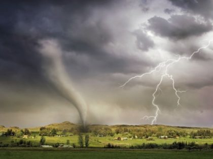 Lightning and Tornado Hitting Village