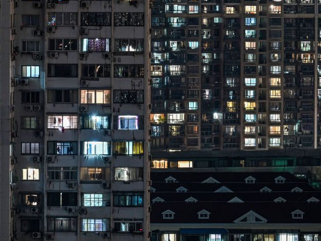View of residential units during a Covid-19 coronavirus lockdown in the Jing'an district o