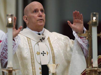 Denver Archbishop Samuel J. Aquila delivers Easter Mass during a broadcast of services bec