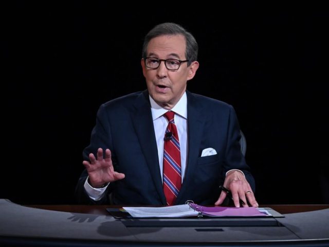 FILE - Moderator Chris Wallace of Fox News speaks as President Donald Trump and Democratic