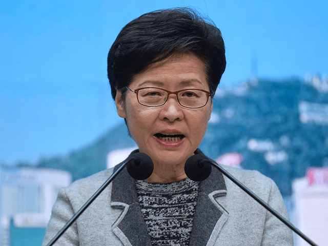 Hong Kong Chief Executive Carrie Lam speaks during a press conference in Hong Kong, on Jan