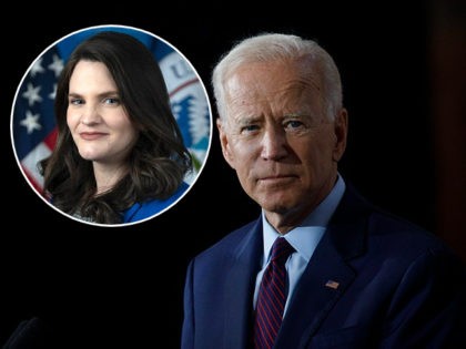 Joe Biden; inset: Nina Jankowicz