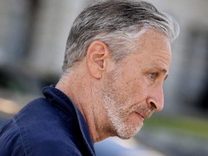 Former host of the Daily Show, Jon Stewart leaves the US Capitol in Washington, DC on October 21, 2021. (Photo by Olivier DOULIERY / AFP) (Photo by OLIVIER DOULIERY/AFP via Getty Images)