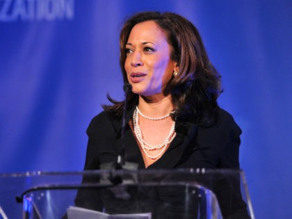 LOS ANGELES, CA - JANUARY 14: Attorney General of California Kamala Harris speaks onstage at the Cinema For Peace event benefitting J/P Haitian Relief Organization in Los Angeles held at Montage Hotel on January 14, 2012 in Los Angeles, California. (Photo by Alberto E. Rodriguez/Getty Images For J/P Haitian Relief …