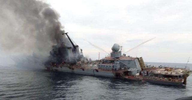 First Picture of Sinking Moskva Shows Russian Black Sea Flagship Burn