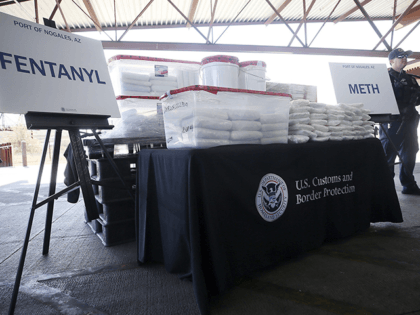 A display of the fentanyl and meth that was seized by Customs and Border Protection office