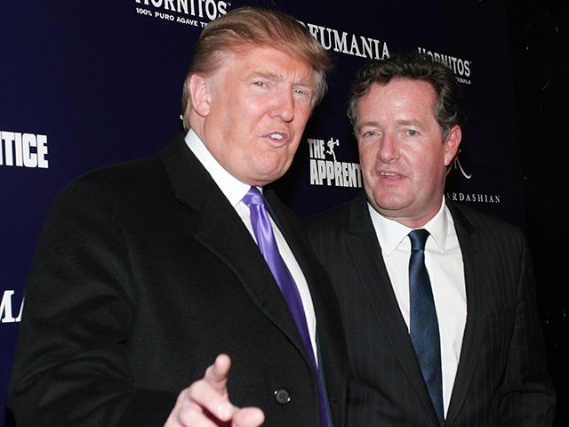 NEW YORK - NOVEMBER 10: Donald Trump (L) and Piers Morgan celebrate Kim Kardashian's appearance on "The Apprentice" at Provacateur on November 10, 2010 in New York, New York. (Photo by John W. Ferguson/Getty Images)