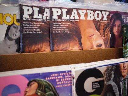 November 2015 issues of Playboy magazine are seen on the shelf of a bookstore in Bethesda, Maryland on October 13, 2015. Playboy said Tuesday it will stop publishing nude photos in its iconic magazine for men, throwing in the towel in the face of rampant online pornography. AFP PHOTO/MANDEL NGAN …
