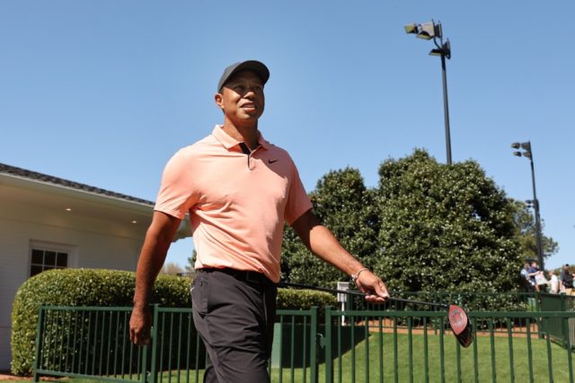 Tiger Woods is practicing at Augusta National ahead of the 86th Masters, where he hopes to