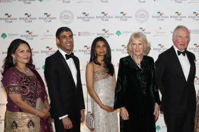 Akshata Murthy (C), wife of Britain's Chancellor of the Exchequer Rishi Sunak, is under fi
