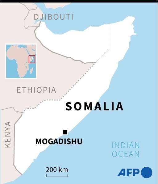 Map of Somalia locating Mogadishu