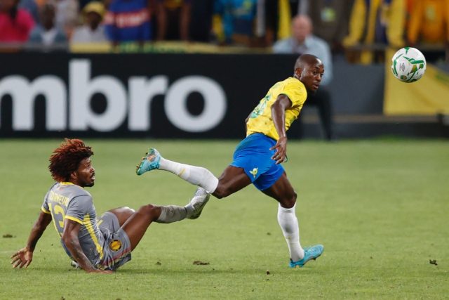 Namibian Peter Shalulile (R) has scored 27 goals in all competitions this season for South