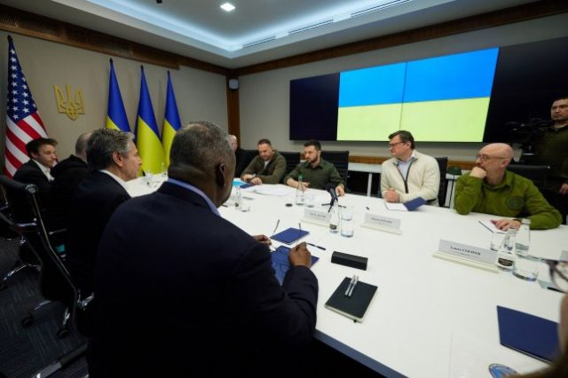 Top U.S. officials announce more aid after highest-level visit to Ukraine since war began