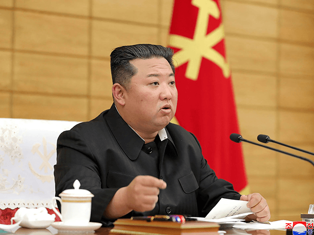 In this photo provided by the North Korean government, North Korean leader Kim Jong Un attends an emergency consultative meeting in Pyongyang, North Korea Sunday, May 15, 2022. Independent journalists were not given access to cover the event depicted in this image distributed by the North Korean government. The content …