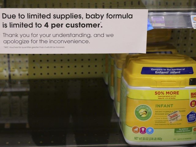 A due to limited supplies sign is displayed on the baby formula shelf at a grocery store Tuesday, May 10, 2022, in Salt Lake City. Parents across much of the U.S. are scrambling to find baby formula after a combination of supply disruptions and safety recalls have swept many of …
