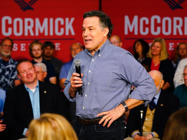 David McCormick, a Republican candidate for U.S. Senate in Pennsylvania, speaks during a c