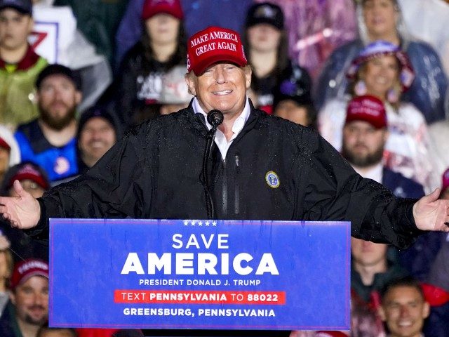 Former President Donald Trump speaks at a campaign rally in Greensburg, Pa., Friday, May 6