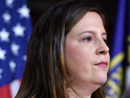 US Republican Representative Elise Stefanik, listens during a press conference in the US C