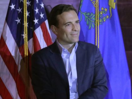 Republican Senate candidate from Nevada Adam Laxalt sits near Florida Governor Ron DeSantis (not pictured) who speaks at a campaign event for Lexalt at Stoneys Rockin Country on April 27, 2022, in Las Vegas, Nevada. Laxalt, a former Nevada Attorney General, is hoping to unseat incumbent Sen. Catherine Cortez Masto …