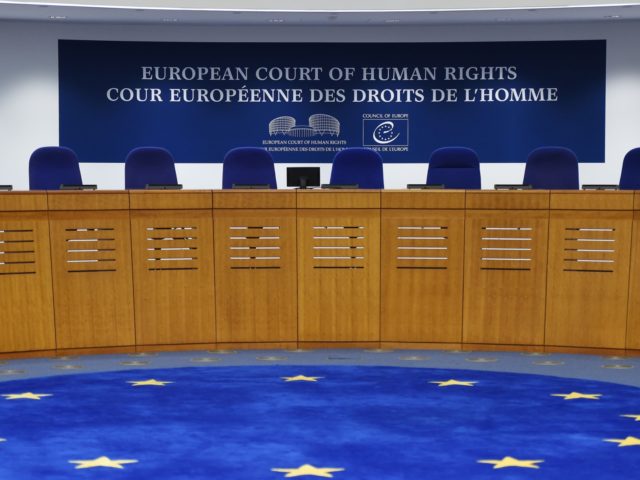 This photo shows the inside of the European Court of Human Rights (ECHR) in Strasbourg, eastern France, on February 7, 2019. (Photo by FREDERICK FLORIN / AFP) (Photo credit should read FREDERICK FLORIN/AFP via Getty Images)