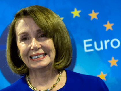 United States Speaker of the House Nancy Pelosi arrives for a meeting with European Union