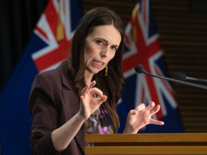 WELLINGTON, NEW ZEALAND - NOVEMBER 29: Prime Minister Jacinda Ardern speaks at a post-Cabinet press conference with Deputy Prime Minister Grant Robertson and director general of health Dr Ashley Bloomfield at the Beehive, Parliament, on November 29, 2021 in Wellington, New Zealand. (Photo by Mark Mitchell - Pool/Getty Images)