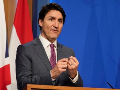 Canadian Prime Minster Justin Trudeau speaks at a joint press conference attended by Britain's Prime Minister Boris Johnson, and Netherlands Prime Minister Mark Rutte, where they gave an update on the Russian invasion of Ukraine, at Downing Street on March 7, 2022 in London, England. Leaders of NATO countries have …