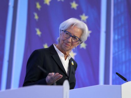 Christine Lagarde, President of the European Central Bank (ECB) holds a news conference fo