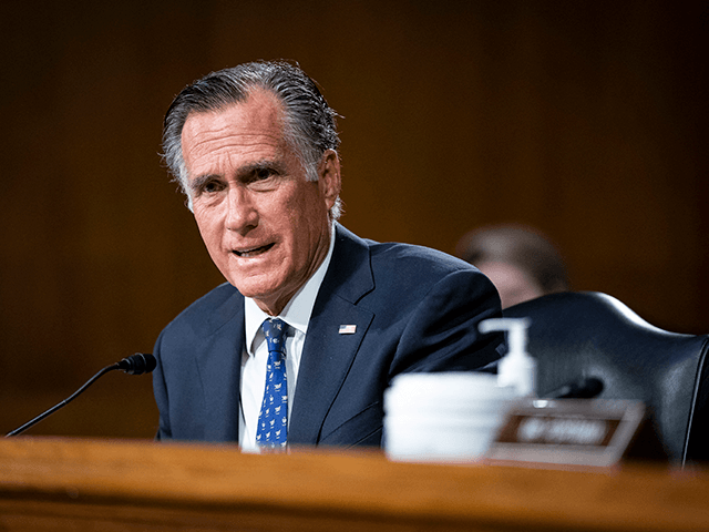 Senator Mitt Romney, a Republican from Utah, speaks during a Senate Foreign Relations Committee hearing on "Review of the FY2023 State Department Budget Request," in Washington, DC, on April 26, 2022. (Photo by Al Drago / POOL / AFP) (Photo by AL DRAGO/POOL/AFP via Getty Images)