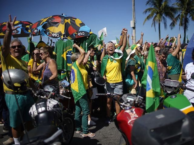 Supporters of Brazilian President Jair Bolsonaro demonstrate to shows their support for th