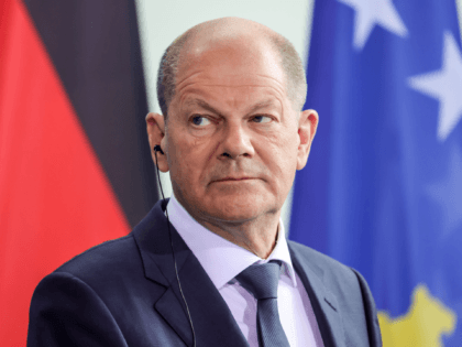 BERLIN, GERMANY - MAY 04: German Chancellor Olaf Scholz attends a press conference with Kosovo Prime Minister Albin Kurti (not pictured) at the Chancellery on May 4, 2022 in Berlin, Germany. The two leaders discussed Russia's ongoing war in Ukraine as well as bilateral issues. (Photo by Omer Messinger/Getty Images)