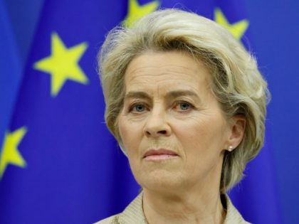 European Commission President Ursula von der Leyen speaks during a press conference at the Conference on the Future of Europe and the release of its report with proposals for reform, in Strasbourg, eastern France, on May 9, 2022. (Photo by Ludovic MARIN / POOL / AFP) (Photo by LUDOVIC MARIN/POOL/AFP …
