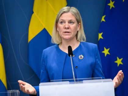 Sweden's Prime Minister Magdalena Andersson gives a news conference in Stockholm, Sweden, on May 16, 2022. - Sweden will apply for membership in NATO as a deterrent against Russian aggression, Swedish Prime Minister Magdalena Andersson said in a historic reversal of the country's decades-long military non-alignment. "The government has decided …