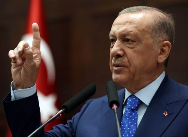 Turkey's President and leader of the Justice and Development (AK) Party Recep Tayyip