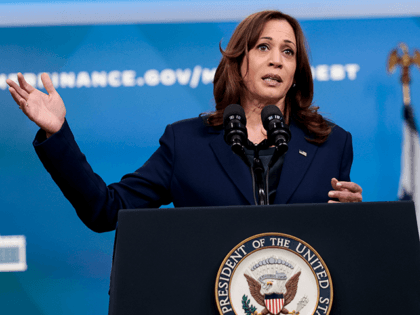 Vice President Kamala Harris delivers remarks on medical debt in the South Court Auditorium of the White House on April 11, 2022 in Washington, DC. During the remarks Vice President Harris, along with other administrative officials, announced new actions the Biden administration was taking to help people in the United …