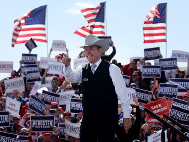 GREENWOOD, NEBRASKA - MAY 01: Nebraska gubernatorial candidate Charles Herbster speaks during a rally at the I-80 Speedway hosted by former President Donald Trump on May 01, 2022 in Greenwood, Nebraska. (Photo by Scott Olson/Getty Images)