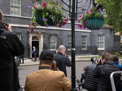 LONDON, ENGLAND - MAY 25: UK Prime Minister Boris Johnson departs 10 Downing Street for PMQs on May 25, 2022 in London, England. Boris Johnson holds his first Prime Minister's Questions since the Sue Gray Report into "Partygate" has been made public. (Photo by Dan Kitwood/Getty Images)