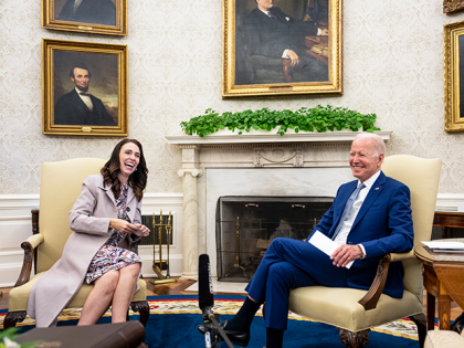 U.S. President Joe Biden meets with Prime Minister of New Zealand Jacinda Ardern in the Oval Office at the White House on May 31, 2022 in Washington, DC. The two leaders discussed security and engagement in the Asia Pacific region. (Photo by Doug Mills-Pool/Getty Images)