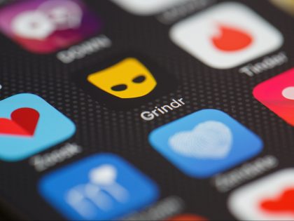 LONDON, ENGLAND - NOVEMBER 24: The "Grindr" app logo is seen amongst other dating apps on a mobile phone screen on November 24, 2016 in London, England. Following a number of deaths linked to the use of anonymous online dating apps, the police have warned users to be aware of …