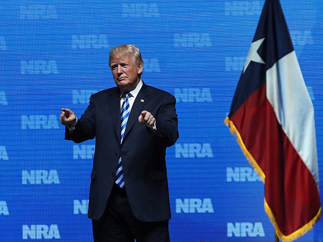 DALLAS, TX - MAY 04: U.S. President Donald Trump greets supporters at the NRA-ILA Leadersh