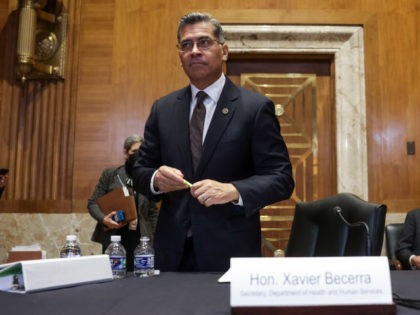 MAY 04: U.S. Secretary of the Department Of Health And Human Services (HHS) Xavier Becerra departs after testifying before a Senate Appropriations Subcommittee, on Capitol Hill, May 04, 2022 in Washington, DC. Becerra testifies on the budget request for the fiscal year of 2023 for the Department of HHS. (Photo …